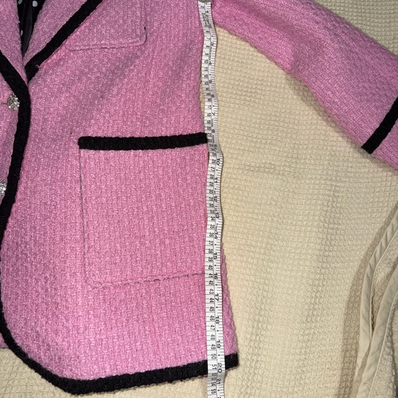 Anthro Avec Les Filles Pink Tweed Blazer – Black Trim, Size M - Picture 7 of 9